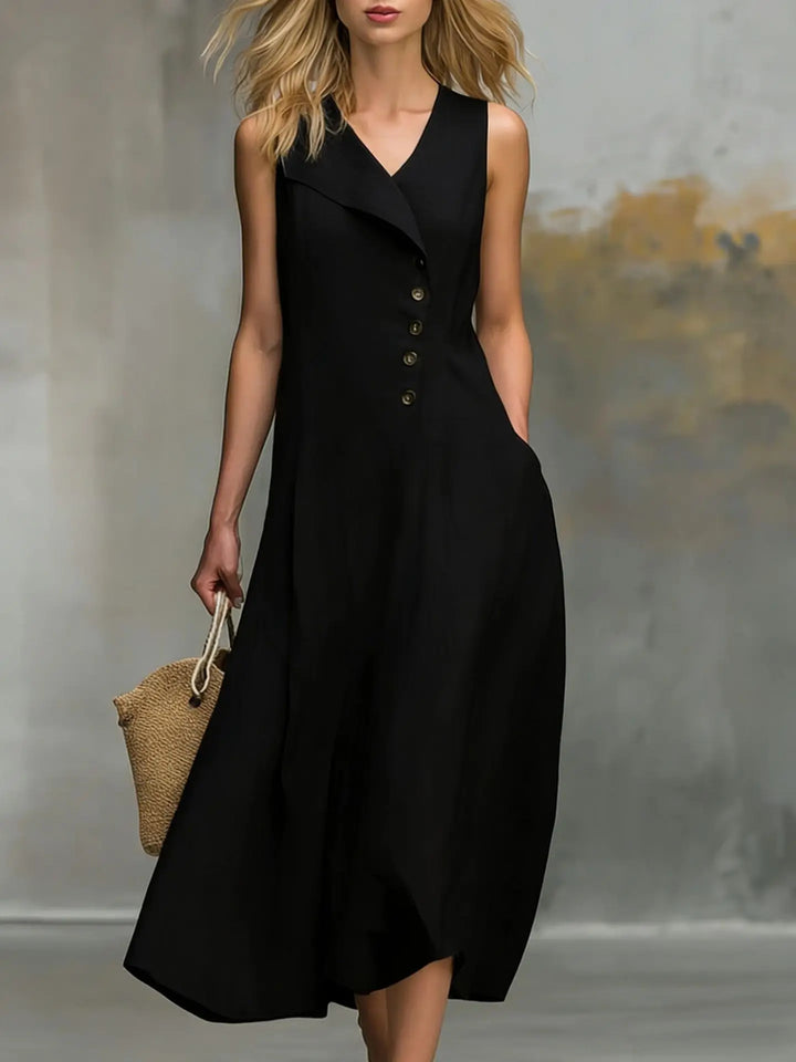 Kendall Button Detail Flowy Midi Dress