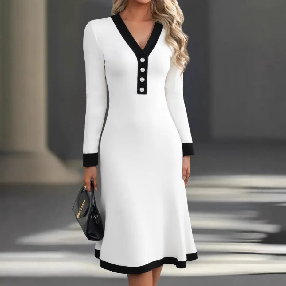 Estelle Contrast Trim Midi Dress