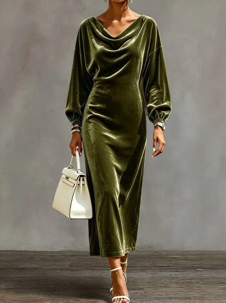Estelle Cowl Neck Velvet Dress