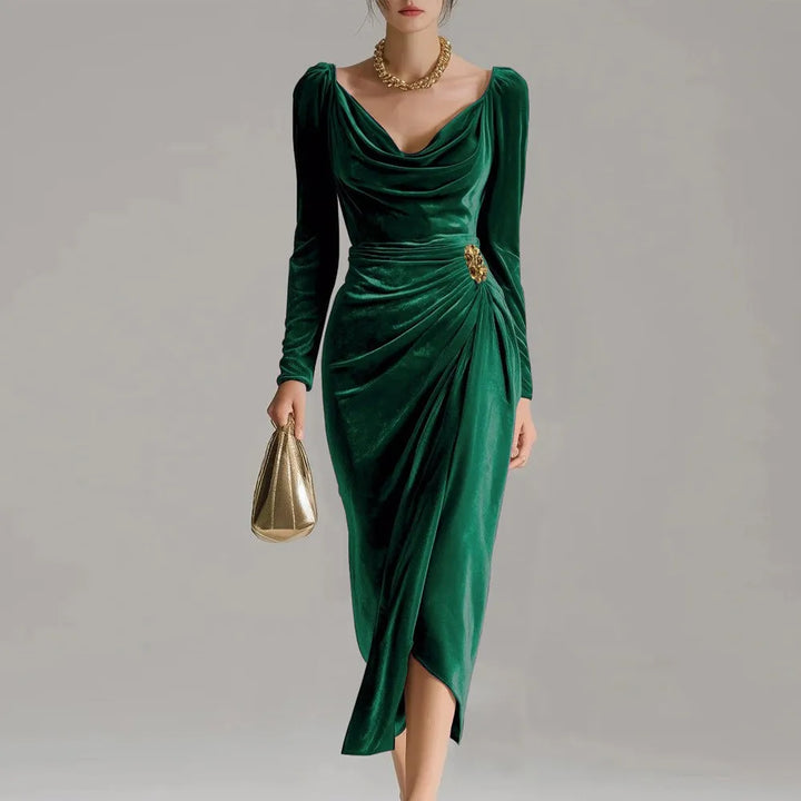Georgia Velvet Ruched Midi Dress