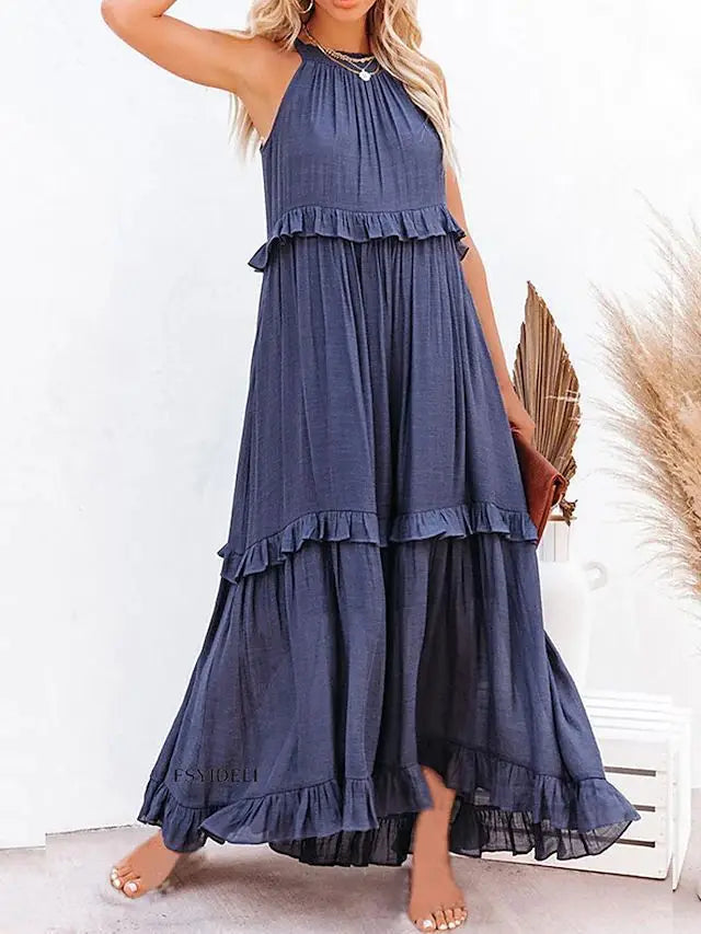 Zephyra Ruffle Trim Maxi Dress