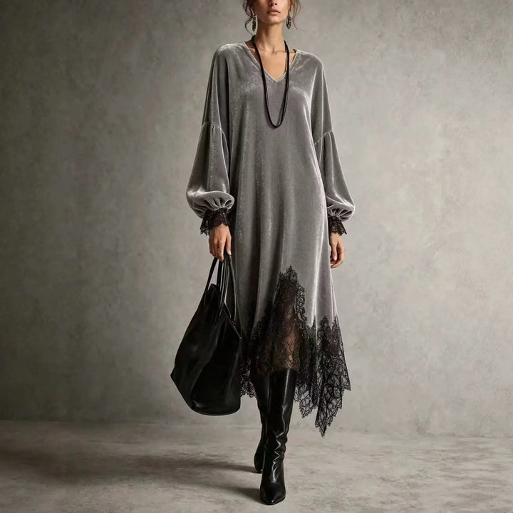 Marguerite Velvet V Neck Dress
