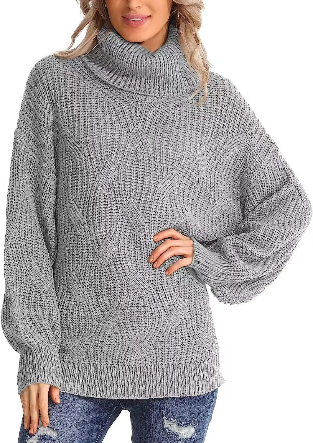 Thora Cable Knit Turtleneck Sweater