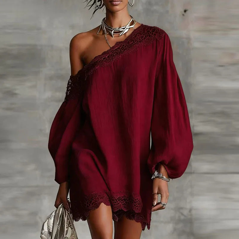 Nayeli One Shoulder Boho Mini Dress
