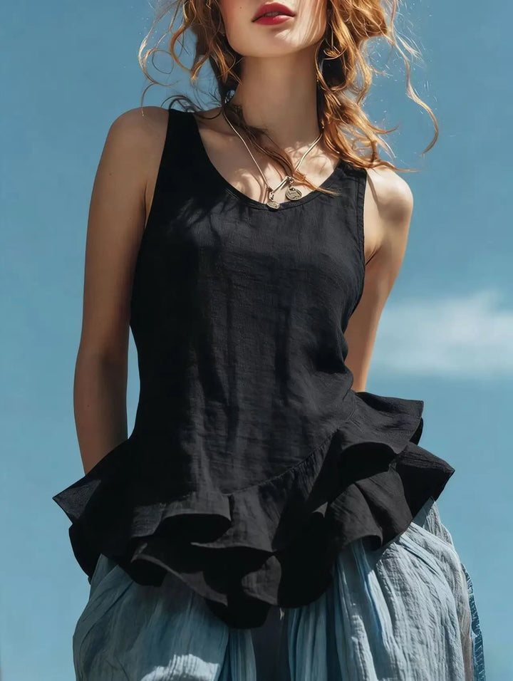 Andrea Ruffle Hem Tank Top