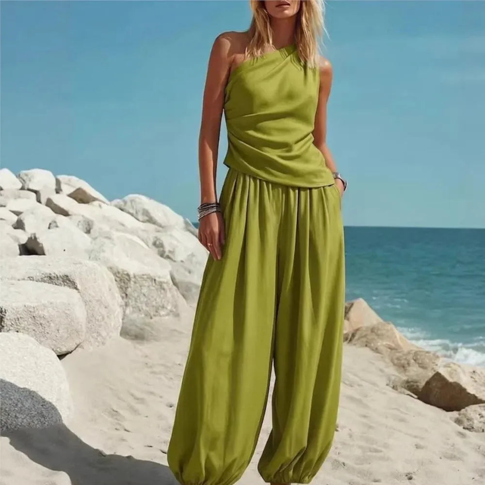 Perla One Shoulder Trouser Set