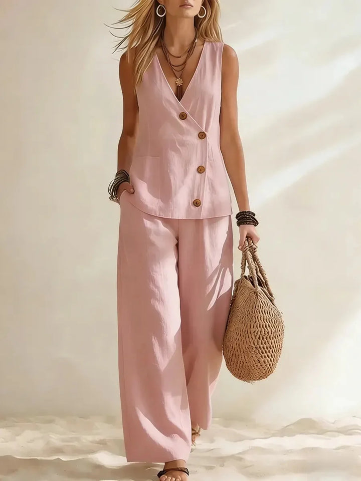 Vanessa Button Vest Co-Ord Set