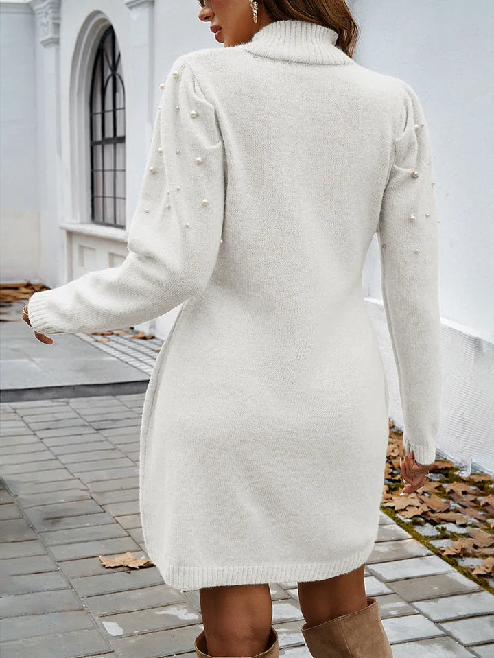 Corinne Pearl Beaded Sweater Dress