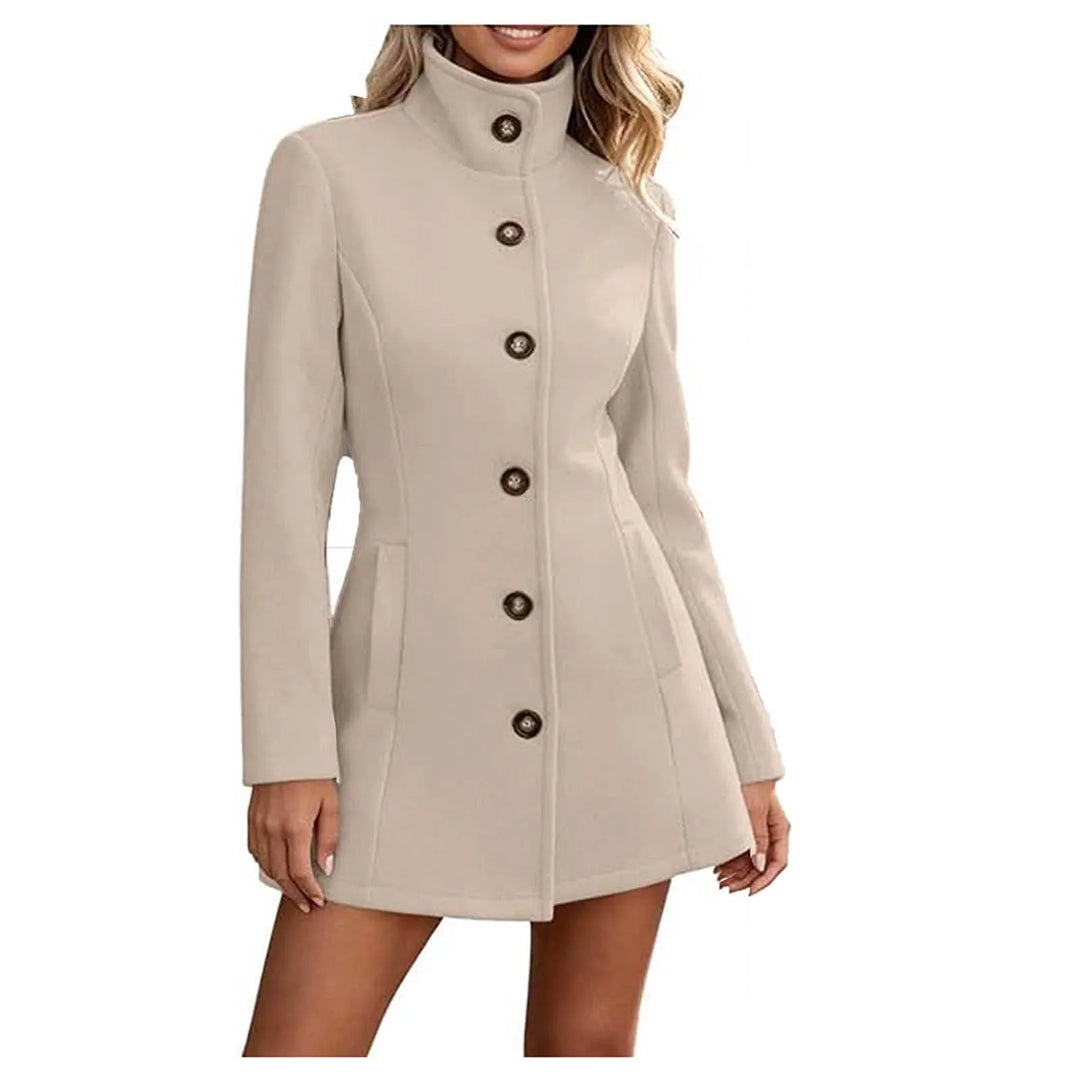 Ines Stand Collar Peacoat