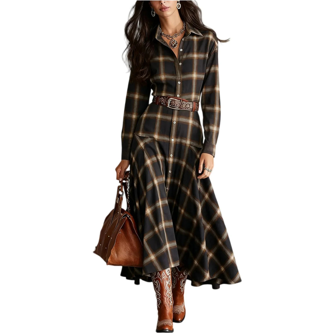 Harlow Button Plaid Shirt Dress