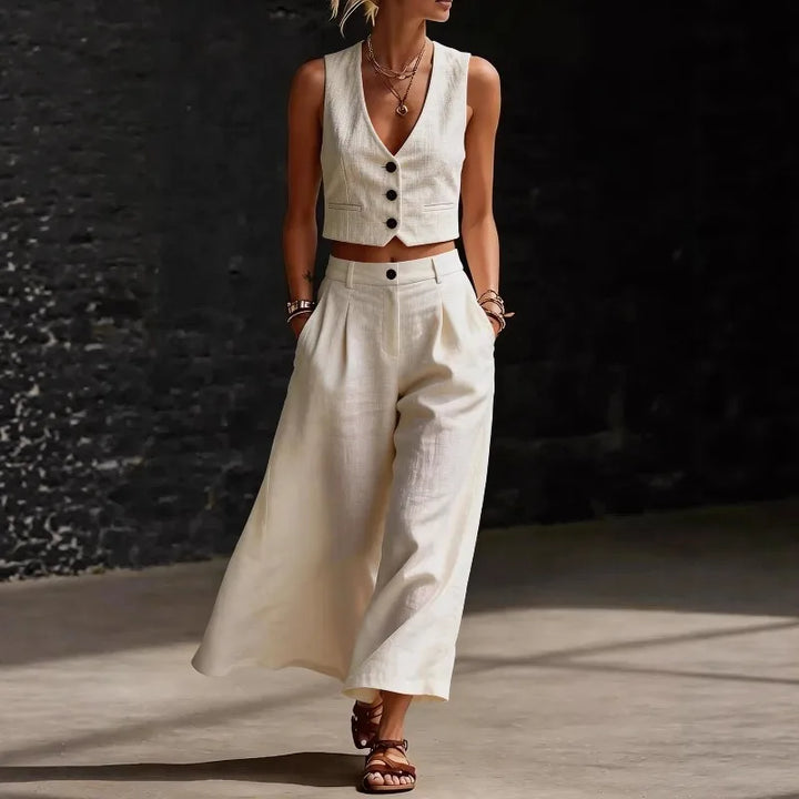 Raina Linen Blend Two Piece Set