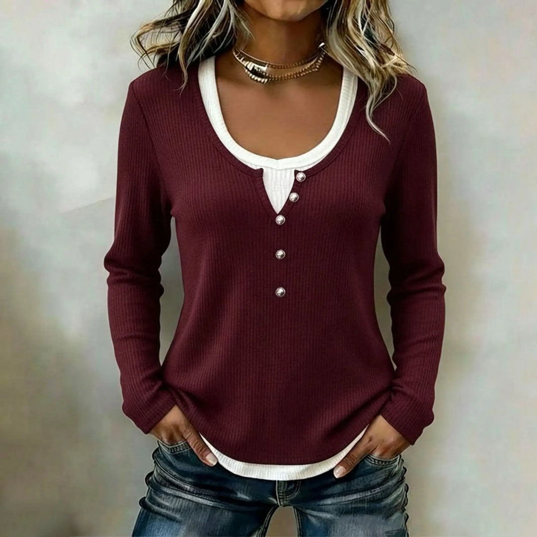 Lunari Contrast Trim Knit Top
