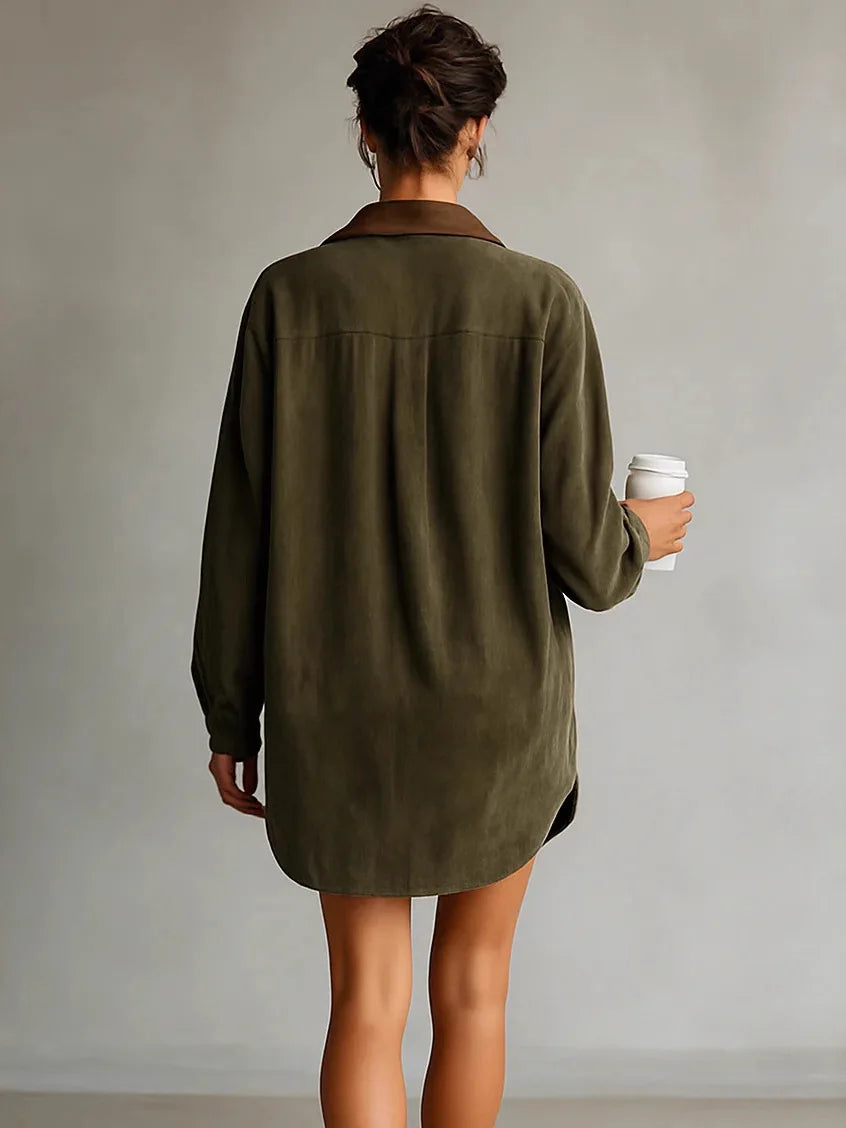 Elorea Suede Mini Shirt Dress