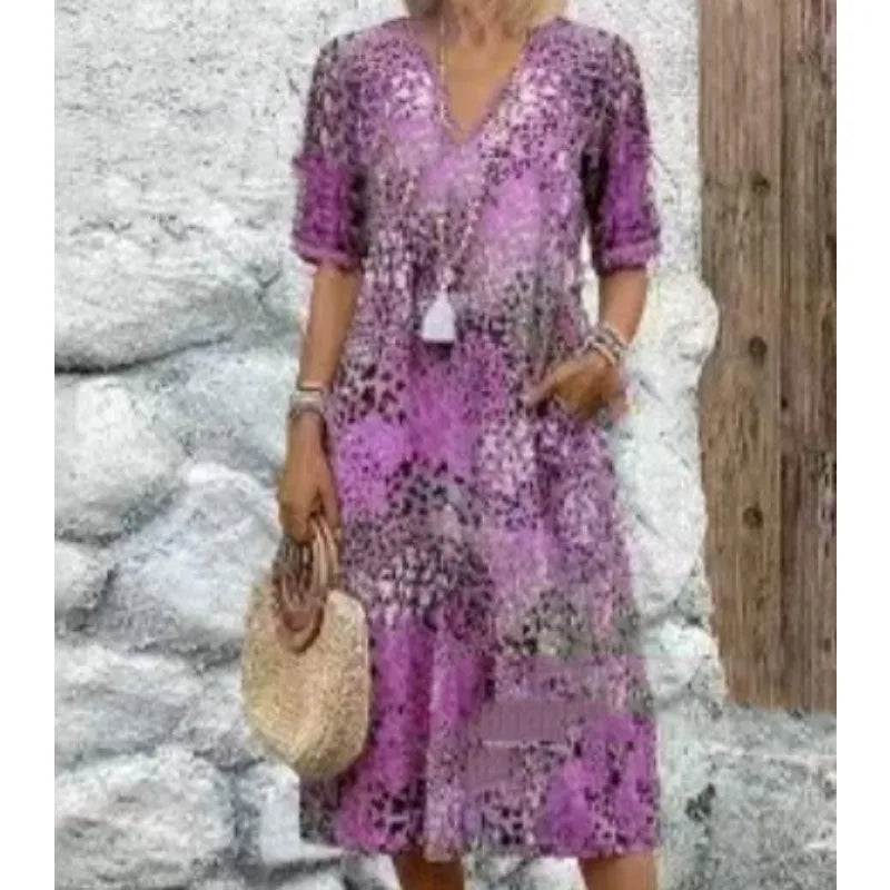 Clara Boho Printed Midi Dress