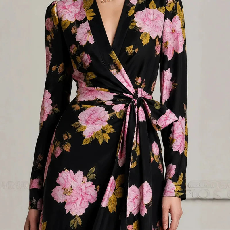 Adeline Wrap Front Floral Dress