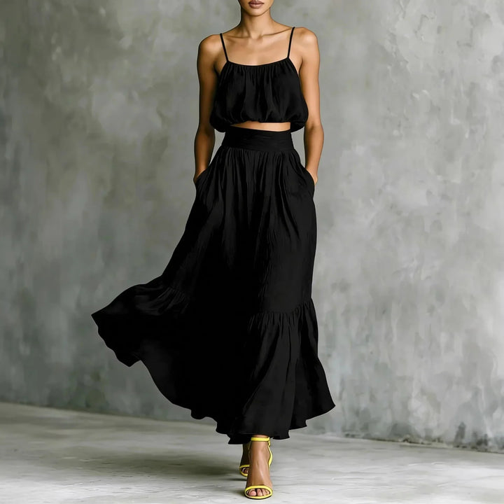 Elinah Flowy Crop Top Skirt Set