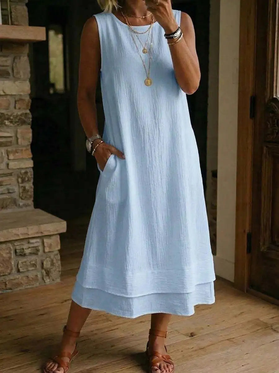 Kalina Effortless Sleeveless Tunic Midi Dress