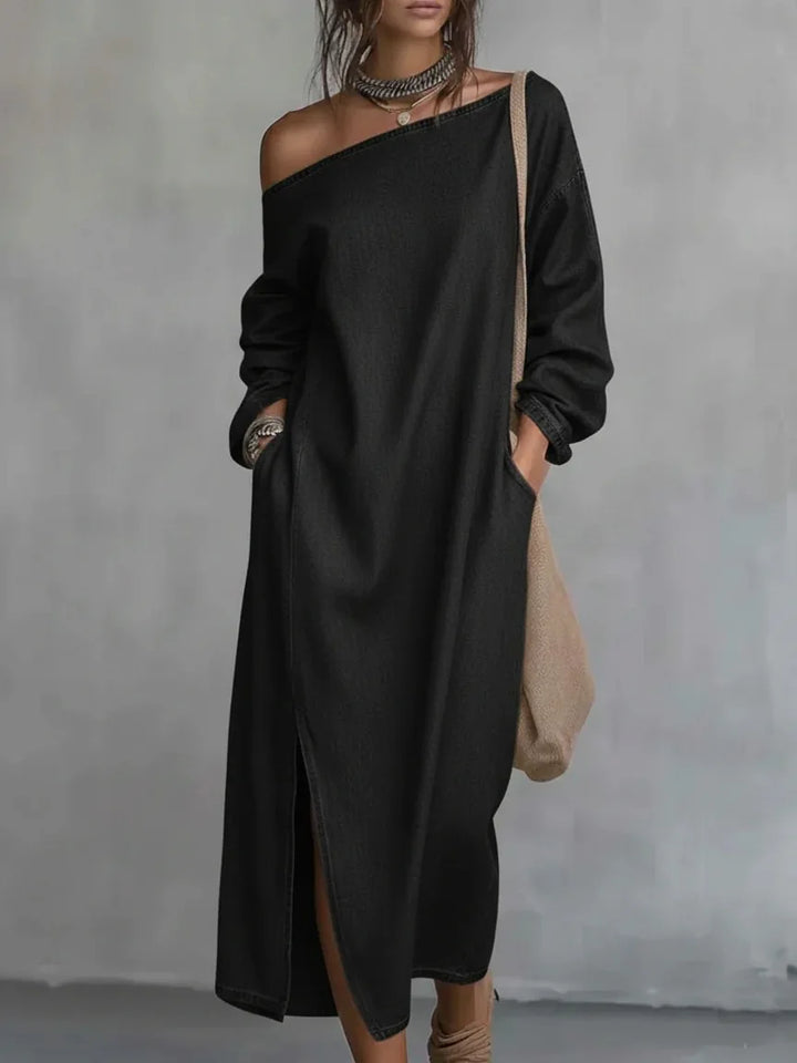 Noelia One Shoulder Linen Maxi Dress
