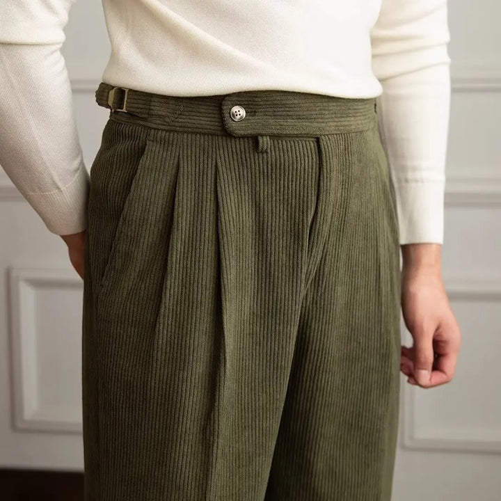Nathaniel Pleated Corduroy Trousers