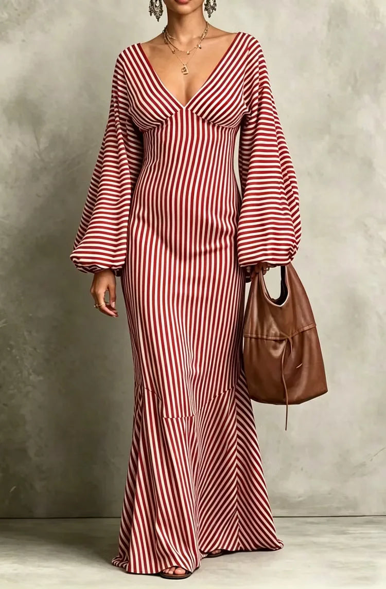 Theodora Lantern Sleeve Maxi Dress