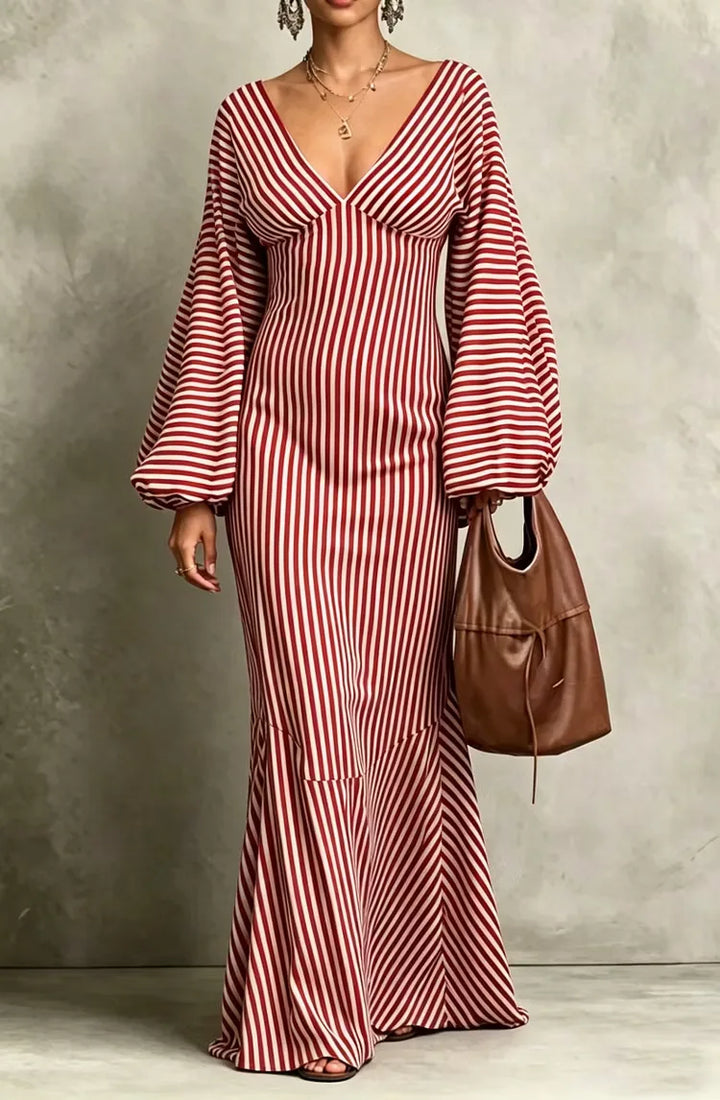 Theodora Lantern Sleeve Maxi Dress
