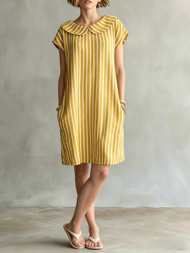 Arya Striped Peter Pan Collar Mini Dress