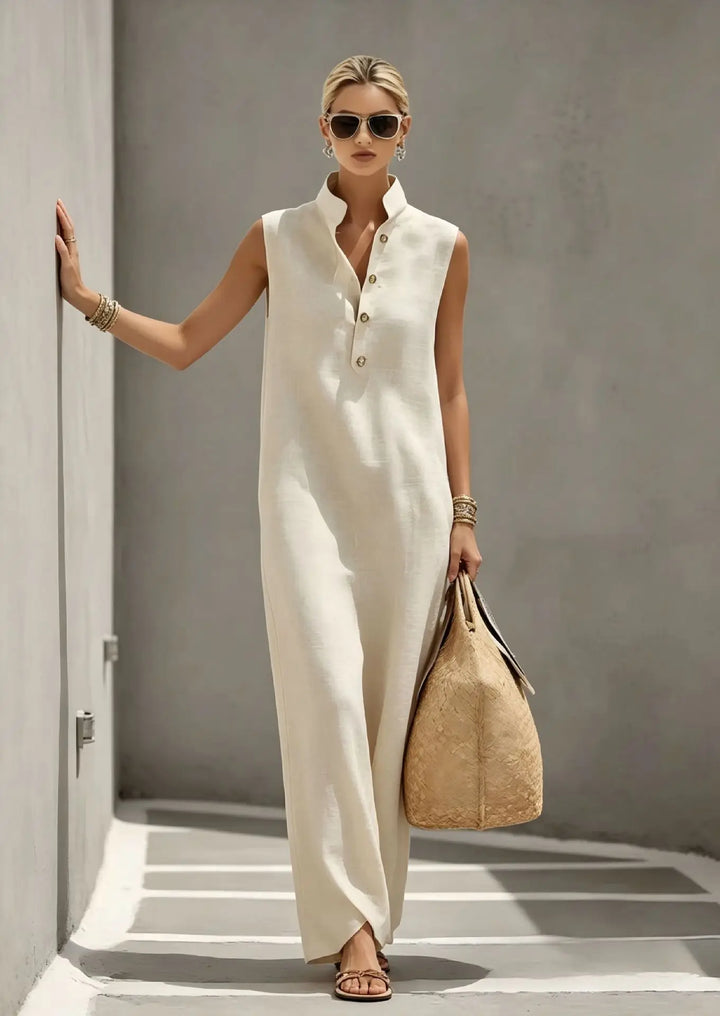 Ismerie Elegant Chic Linen Maxi Dress
