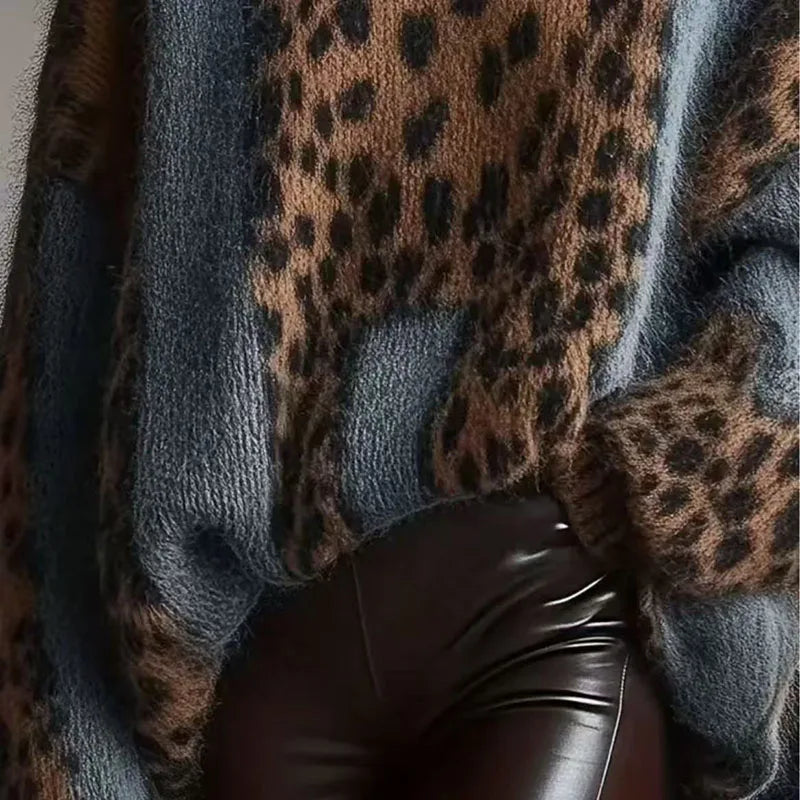 Reese Cozy Leopard Knit Sweater