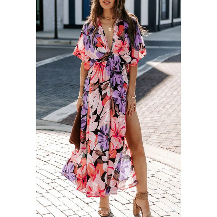 Liora Floral Side Slit Spring Maxi Dress