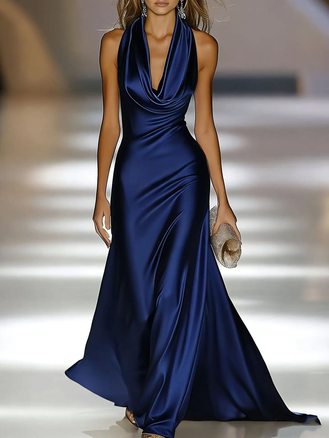 Narissa Satin Halter Maxi Dress
