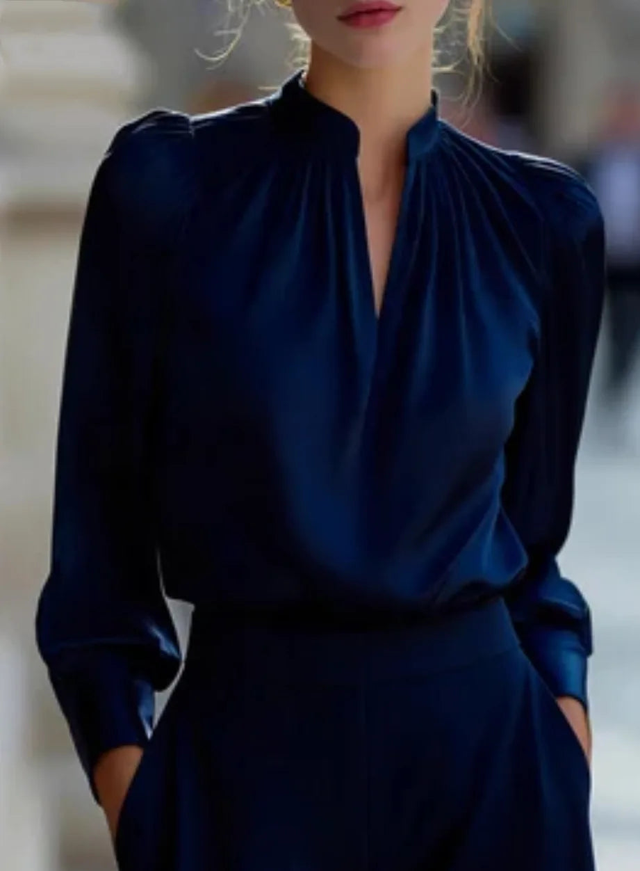 Teresa Lightweight Stand Collar Blouse