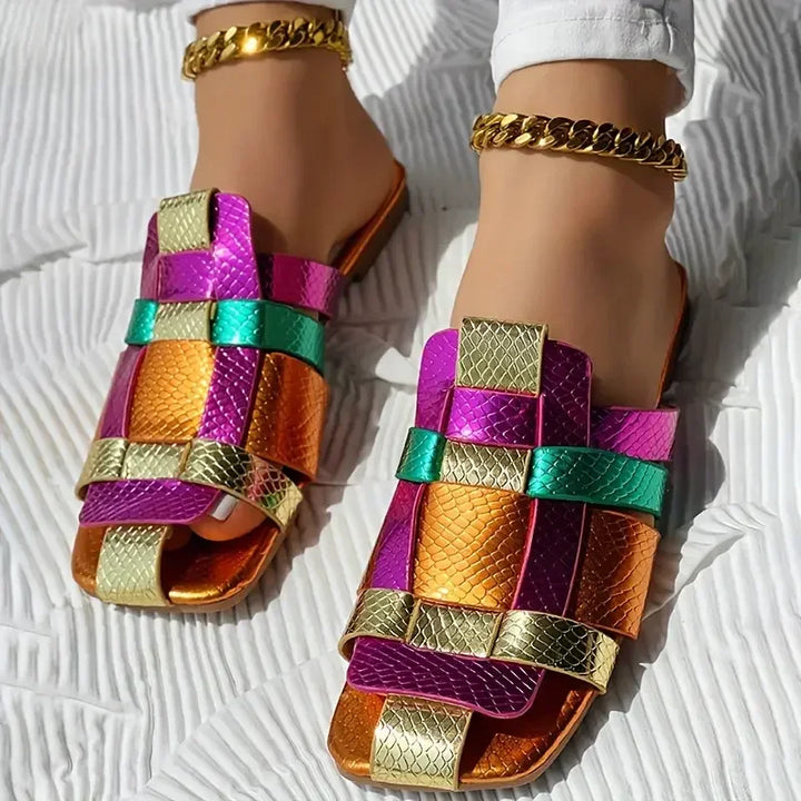 Zaffira Woven Mosaic Flat Sandals