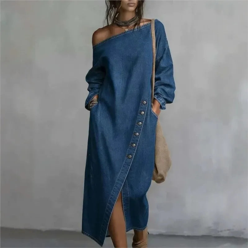 Harlow Off Shoulder Denim Dress