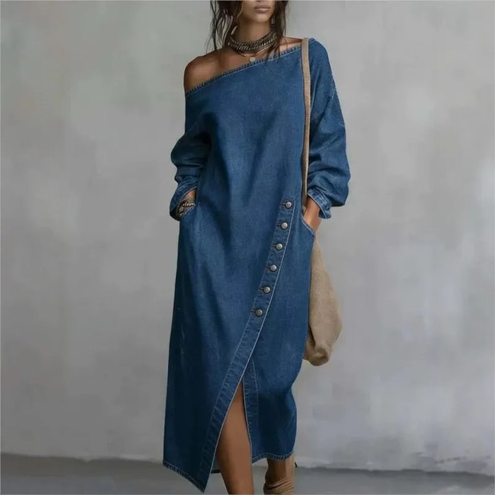 Harlow Off Shoulder Denim Dress