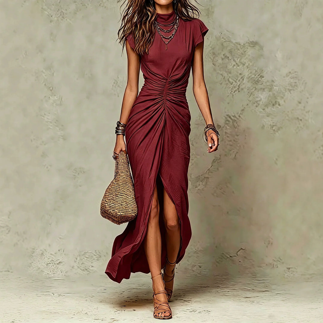 Cecila Mock Neck Split Dress