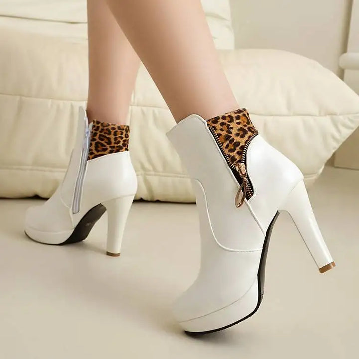 Maren Leopard Panel Ankle Boots