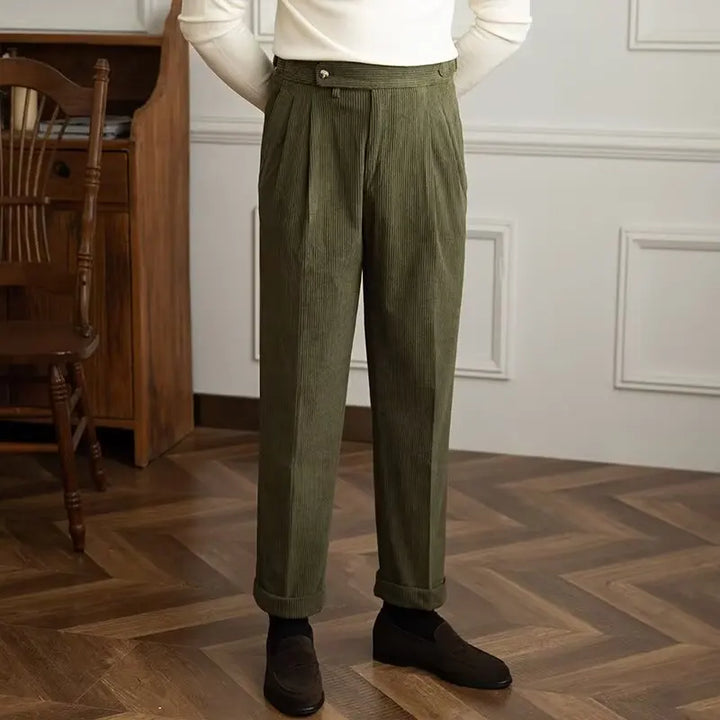 Nathaniel Pleated Corduroy Trousers