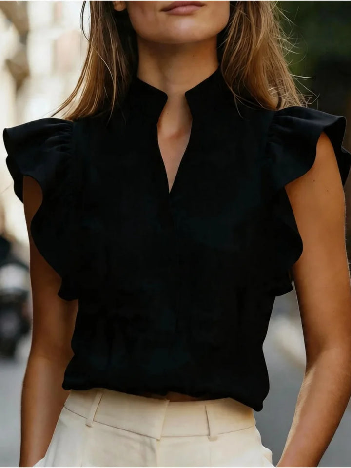 Elora  Ruffle Sleeve V Neck Blouse