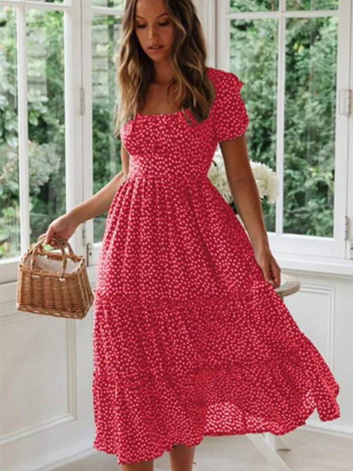 Aleena Floral Puff Sleeve Midi Dress
