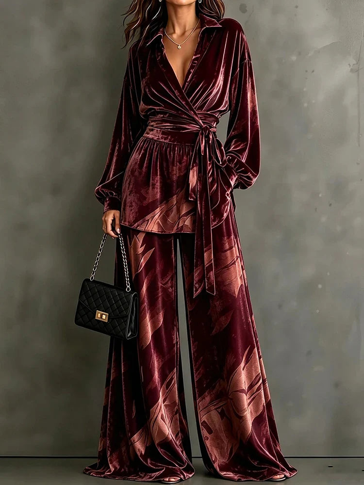 Yvonne Velvet Wrap Front Set