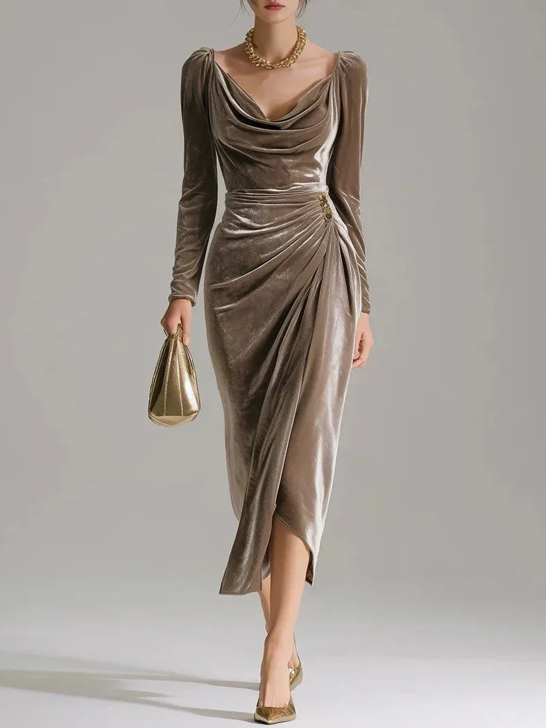 Georgia Velvet Ruched Midi Dress