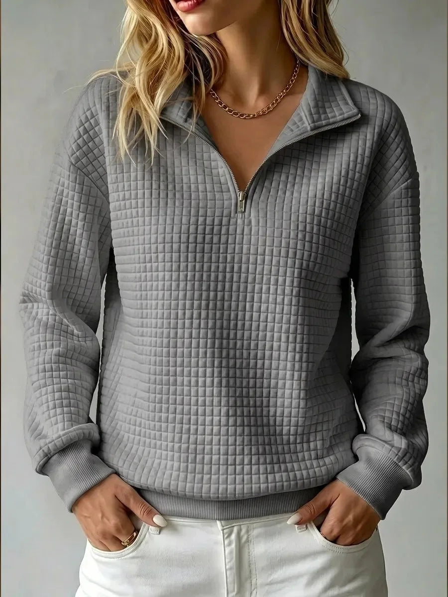Leslie Waffle Half Zip Sweater