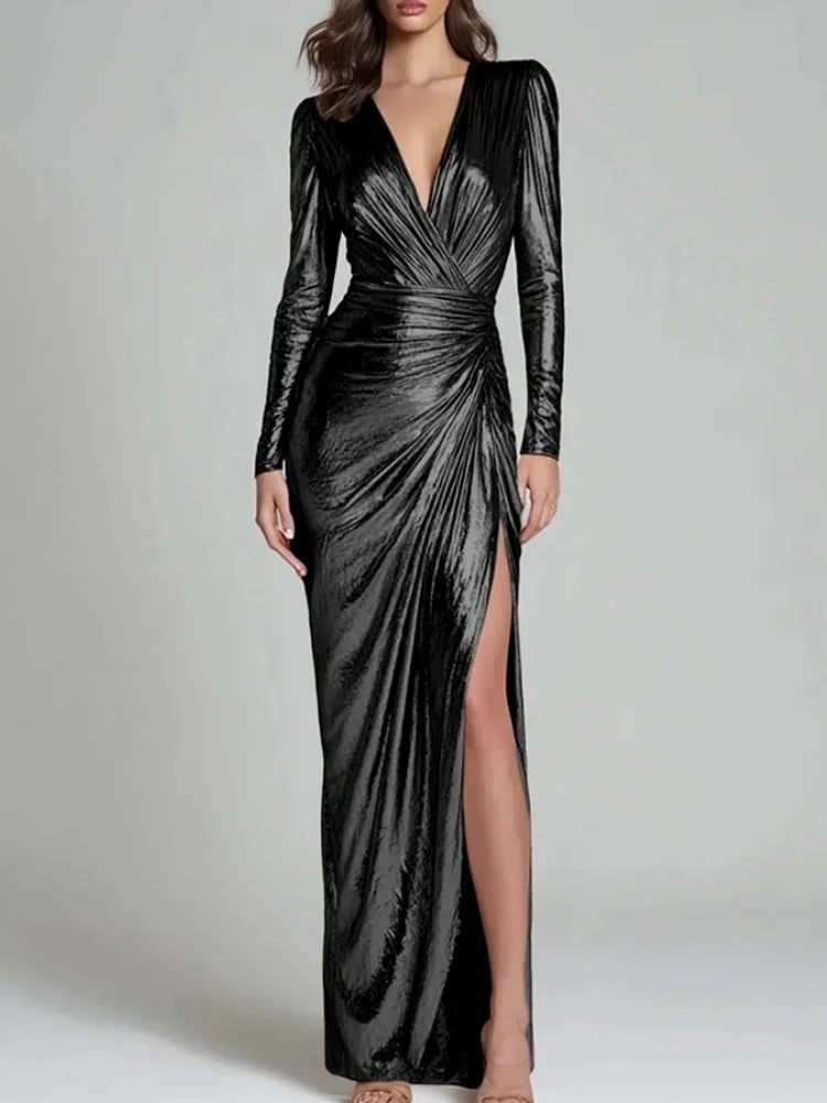 Amaris Ruched Wrap Maxi Dress