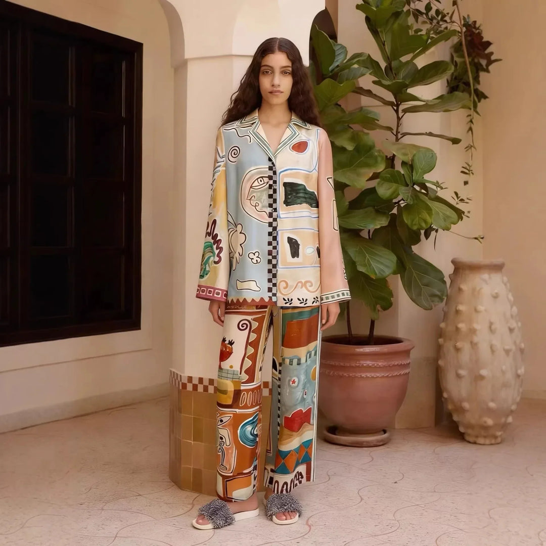 Bailey Abstract Print Trouser Set