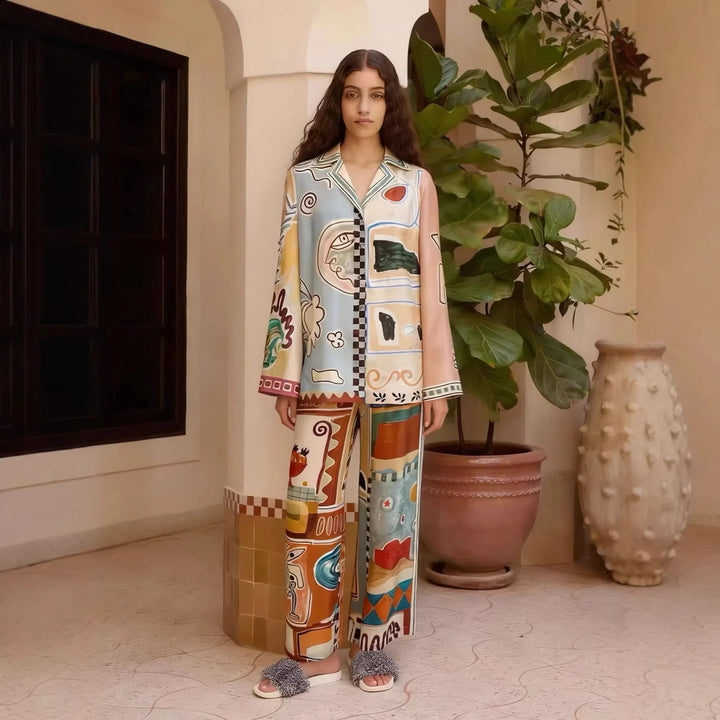 Bailey Abstract Print Trouser Set