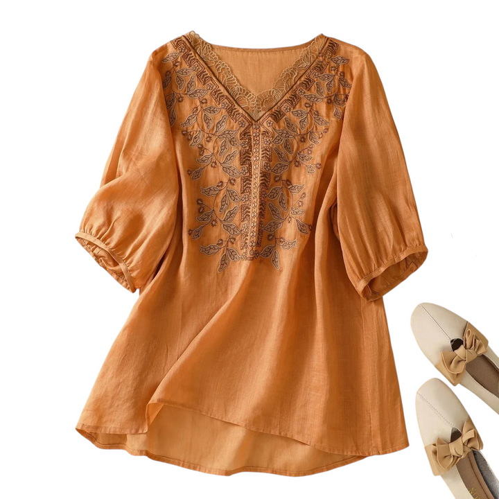 Kinsley Embroidered V Neck Blouse