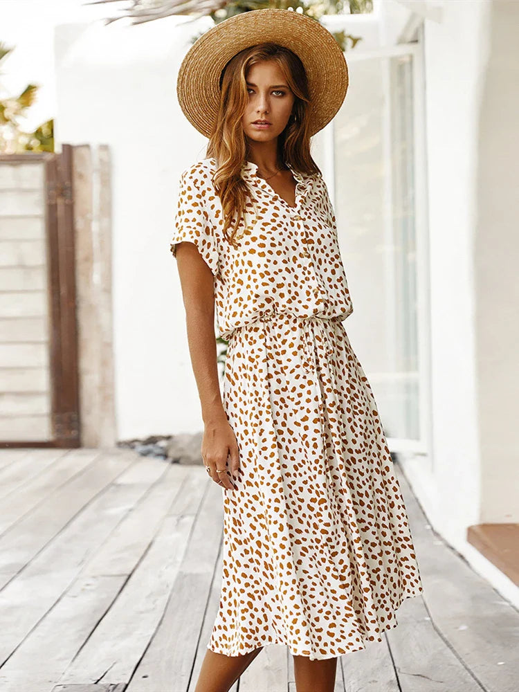 Amabel Printed Midi Shirt Dress