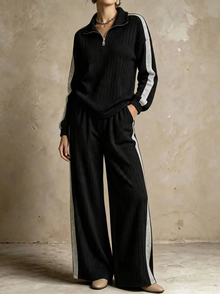Rosalind Ribbed Half Zip Two Piece Set