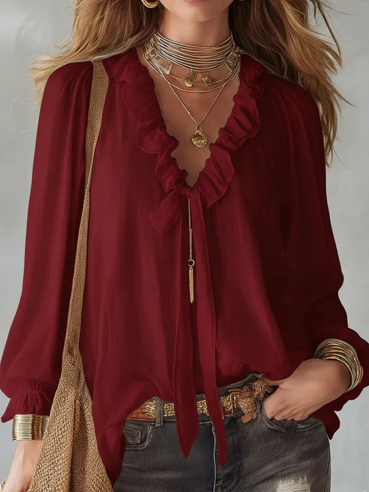Leona Lace Up Long Sleeve Top