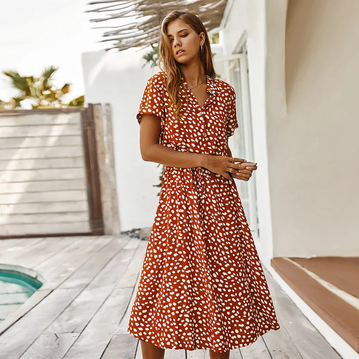 Amabel Printed Midi Shirt Dress